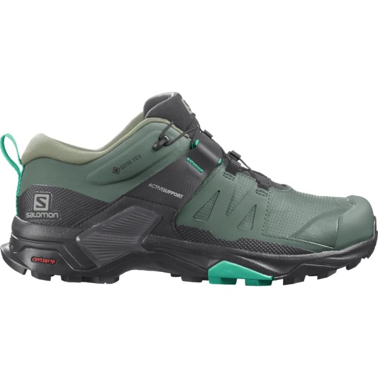 Green / Black Salomon X Ultra 4 GTX Women\'s Hiking Shoes | PH 20756L